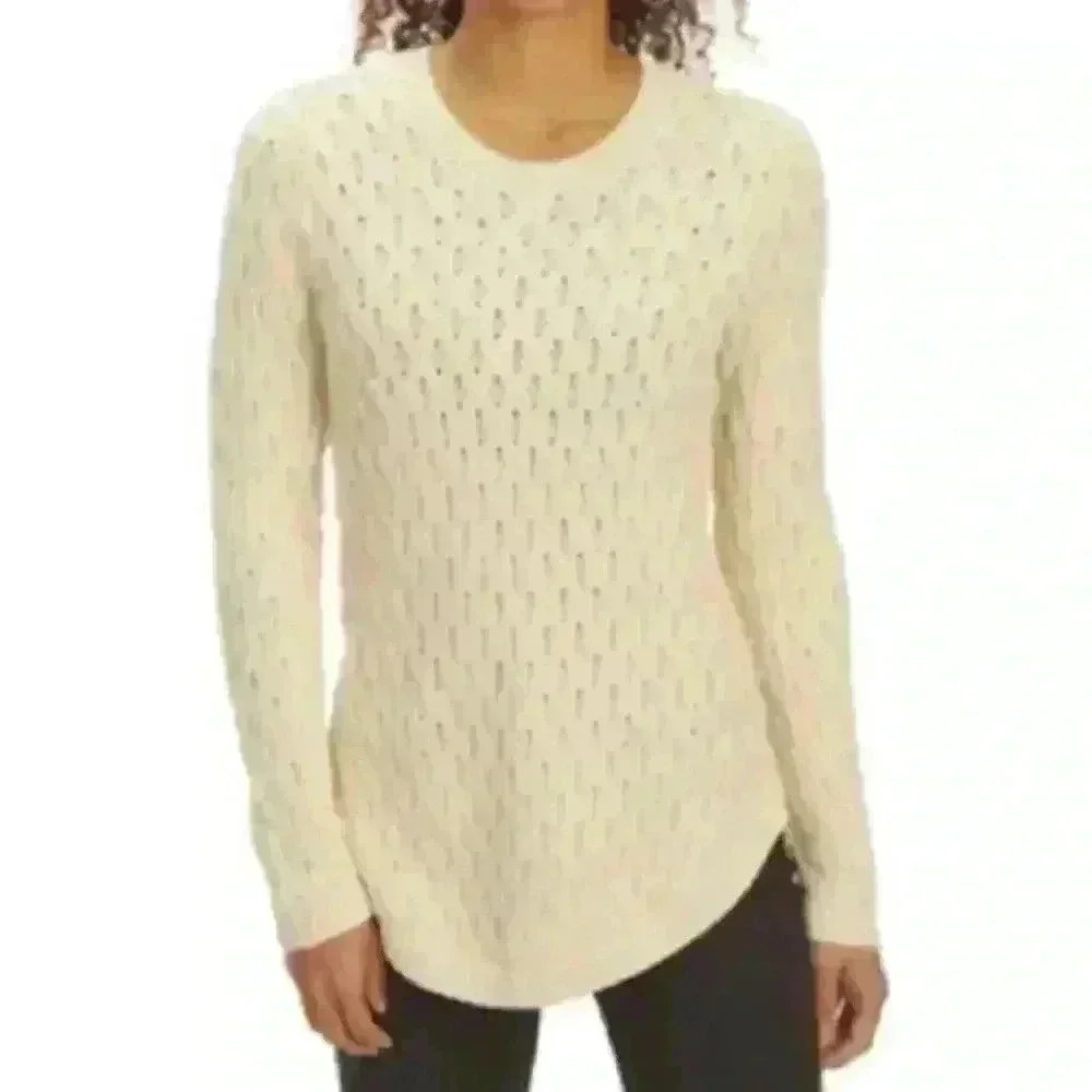 Jeanne Pierre Women's Crew Neck Sweater Beige Cotton Size XXL